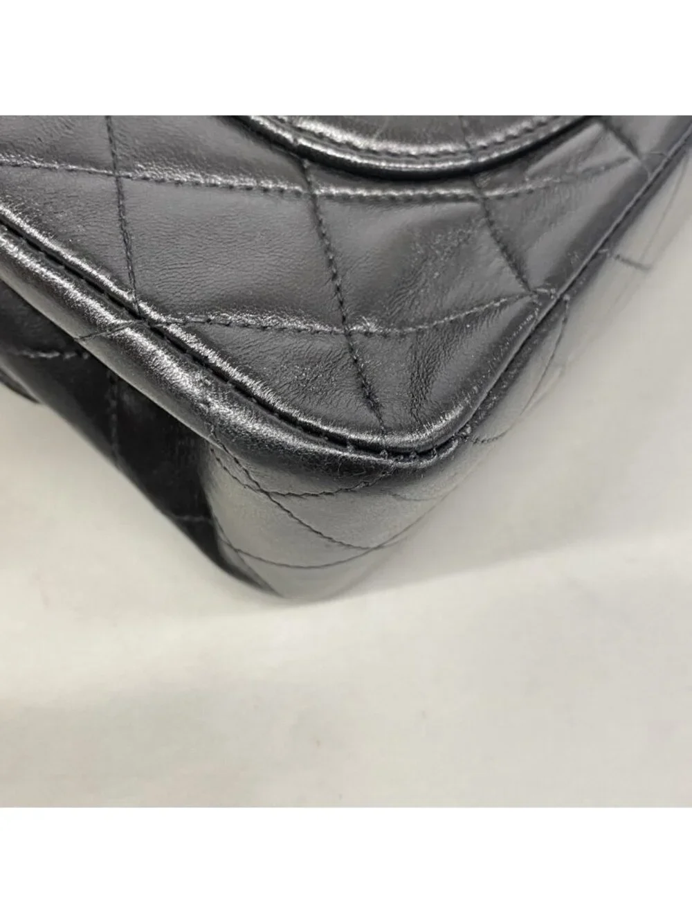 Chanel Shoulder Bag Quilted Lambskin Black Gold